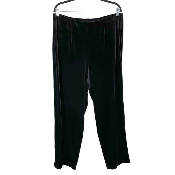 Vintage Maggie Sweet Black Elastic Waist Velvet Pull On Stretch Pants Plus 1X - Picture 1 of 11